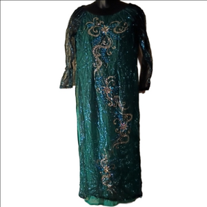 Sheer Glittery Vintage Maxi Overlay Dress. See Measurements. Hmong Dress?
